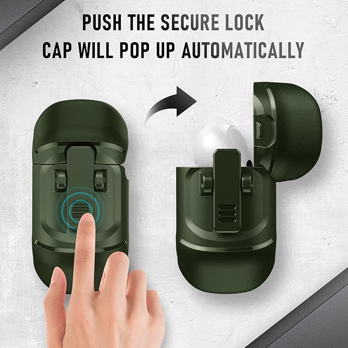 Maxjoy for AirPods Pro 3 Case (2025), Hard Shell Protective Cover Compatible with Airpods Pro 3rd Generation Cover Case with Keychain Cleaner Kit for Men Women, Green