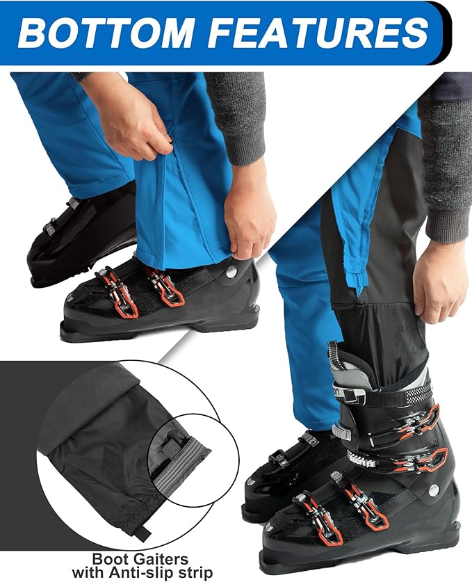 33,000ft Insulated Bibs for Men Snow Ski Pants Overalls Winter Waterproof Windproof Snowboard