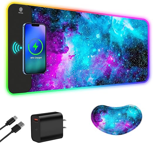 ToLuLu Wireless Charging RGB Gaming Mouse Pad,15W LED 30W Charger Mouse Mat