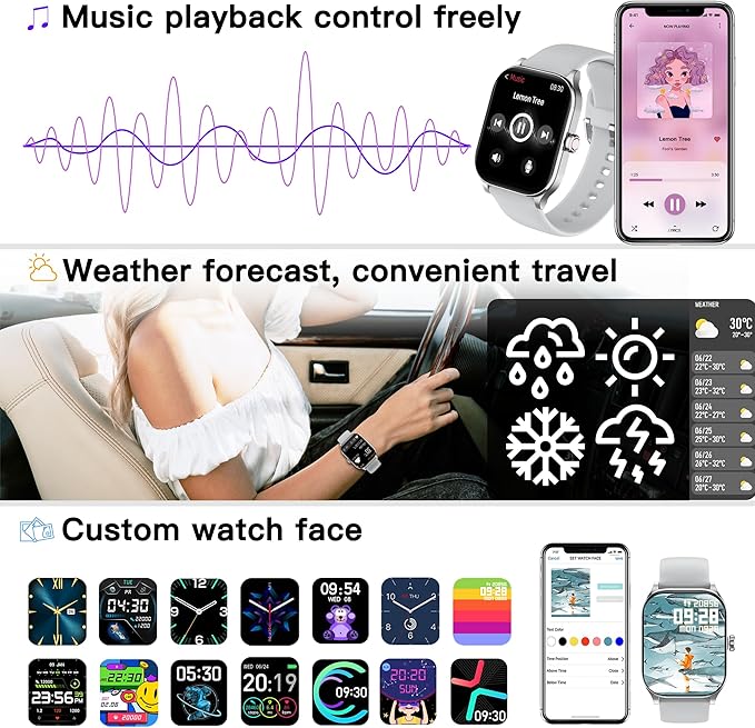 Smart Watch (Answer/Make Call), 1.85" Smartwatch for Android Phones and iPhone with Heart Rate,Sleep Monitor,Pedometer, 100+Sports Fitness Watch, IP68 Waterproof Fitness Tracker for Men Women