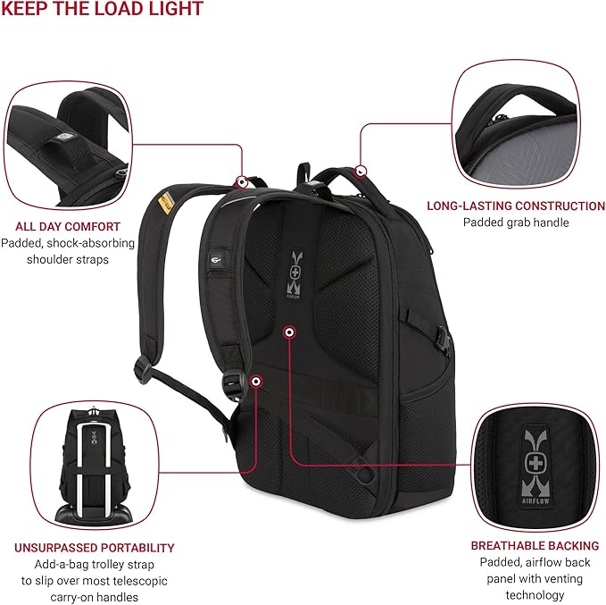 SwissGear 1900 Mini ScanSmart 16-Inch Backpack, Fits Up to 13-Inch Laptop, RFID Protection & ScanSmart TSA-Friendly Compartment, Black/Yellow