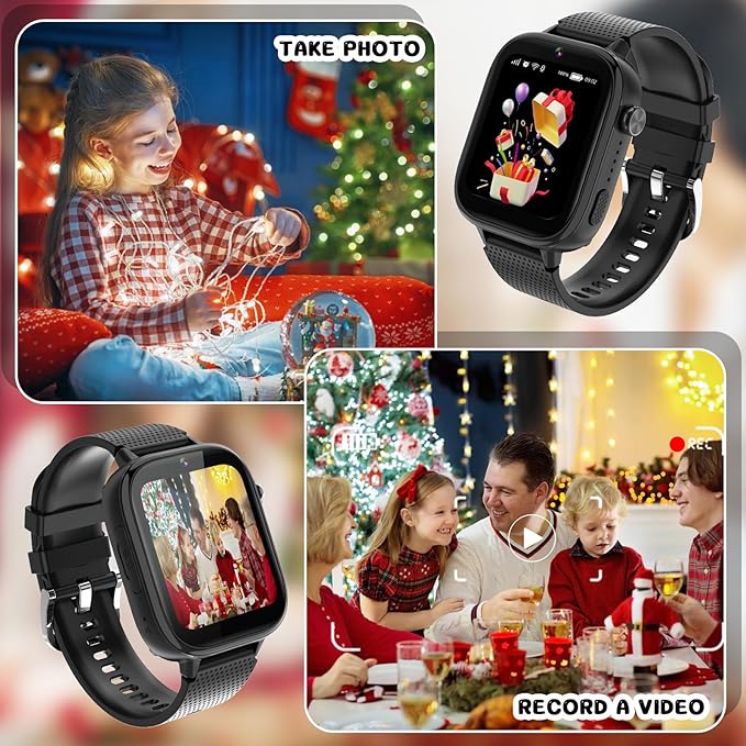 OKYUK 4G Kids Smart Watches Girls Gifts Age 3-12, Smart Watch for Kids with 47 Games, Two-Way Calling Feature, SOS Emergency Call Camera Video Recorder Gift Toys for Girls Ages 5 6 7 8 9 10 (Black)