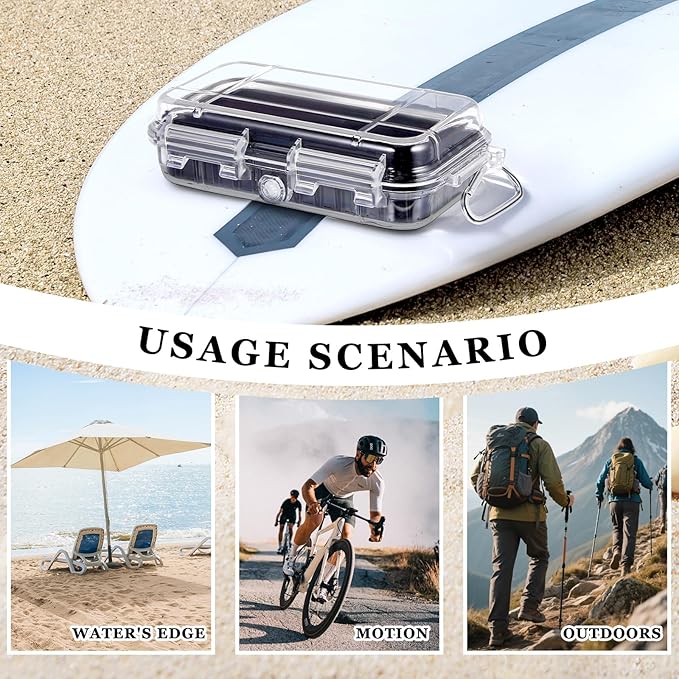 Waterproof Dry Box Clear Waterproof Storage Case with Clip Outdoor Sports Survival Equipment Shockproof Dustproof Sealed Field Box for Phone Camera Key Kayak Camping Fishing Hiking Boat