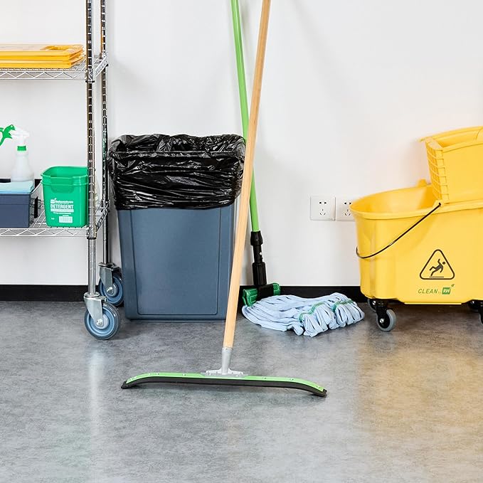 Restaurantware-SQUEEGEE ONLY: Clean Tek Professional 24 Inch Curved Floor Squeegee, 1 Broom With Rubber Blade - Handle Sold Separately, Heavy-Duty, Green Steel Wiper, Ideal For Floor, Tiles
