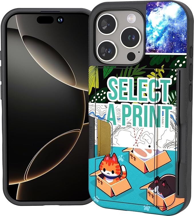 Smartish® iPhone 16 Pro Wallet Case - Wallet Slayer Vol. 2 [Slim + Protective] Credit Card Holder w/Kickstand - Drop Tested Hidden Card Slot Cover Compatible w/Apple iPhone 16 Pro - Custom Prints