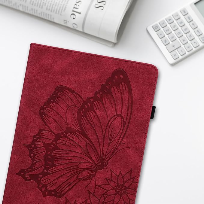 Dteck for Fire Max 11 (13th Generation) Tablet Case 11" 2023, PU Leather Protective Fold Stand Case with Adjustable Viewing Angles, 4 Card Slots, Cute Butterfly Lightweight Slim Thin Folio Case, Red
