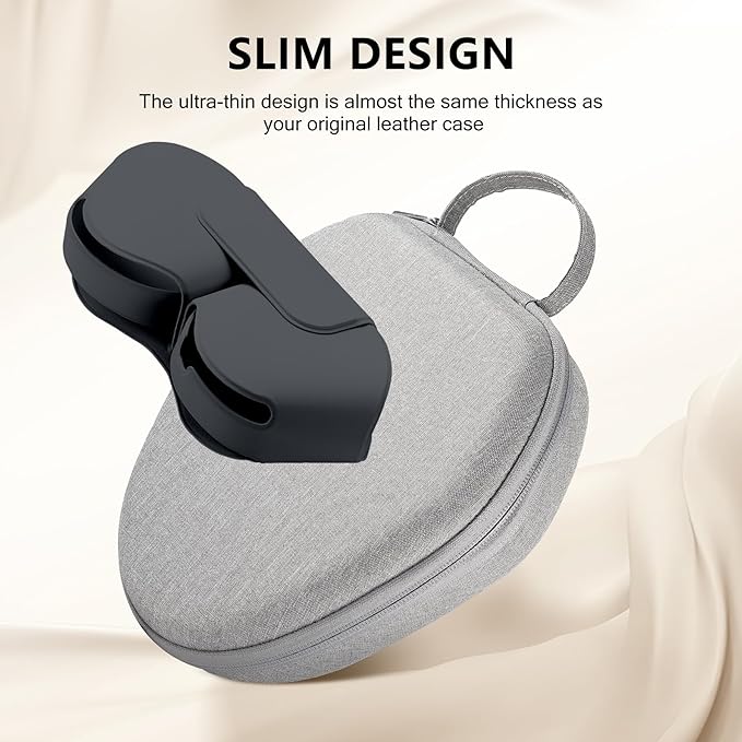 Maxjoy for AirPods Max Case [Shockproof & Dustproof] - Premium PU Leather & EVA Hybrid Hard Protective Cover, Travel Carrying Case with Storage for Apple AirPods Max Headphones (Light Gray)