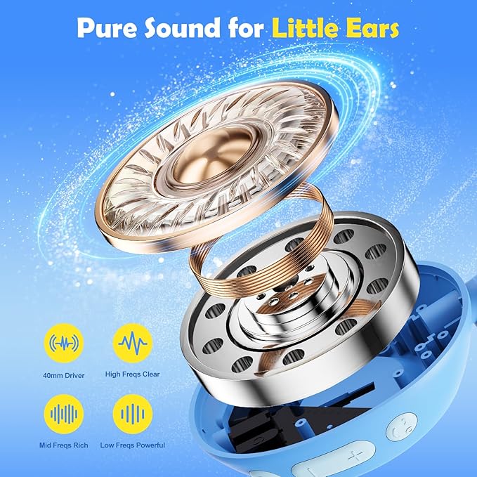 Steellumen Nova1Star Active Noise Cancelling Headphones for Kids, 70H Play Time,Bluetooth6.0,3-Level Volume 75/85/94dB,ANC Safe Wireless Listen, Fast Charging,with Mic,for School,Travel & Airplane