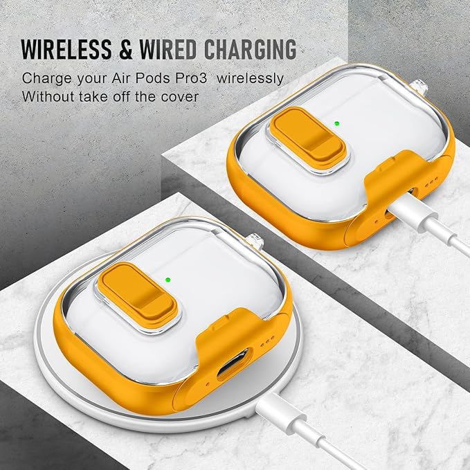 for AirPods Pro 3 Case (2025) with Phone Stand & Cleaner Kit, Cute Soft Silicone Cover for AirPods Pro 3rd Genera case with Keychain for Women Men with Keychain for Airpod Pro case(2025) Yellow