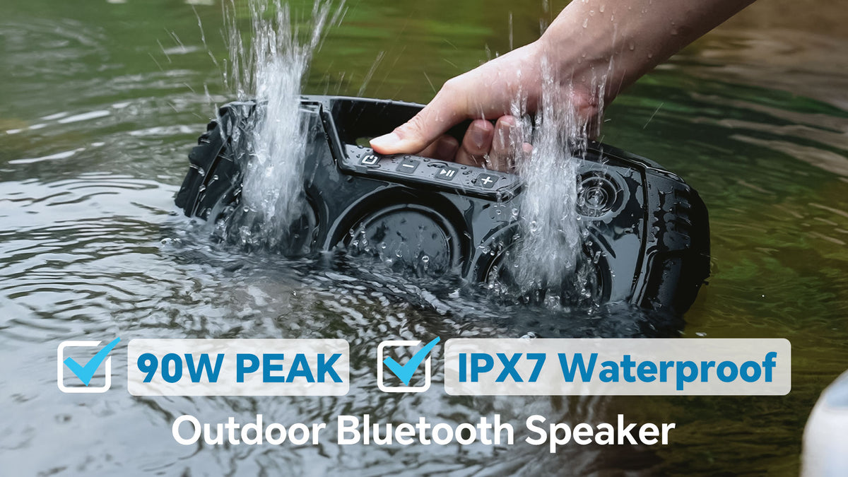 Outdoor Bluetooth Speaker, IPX7 Waterproof, 90W Peak, 32H, Black - Image 8