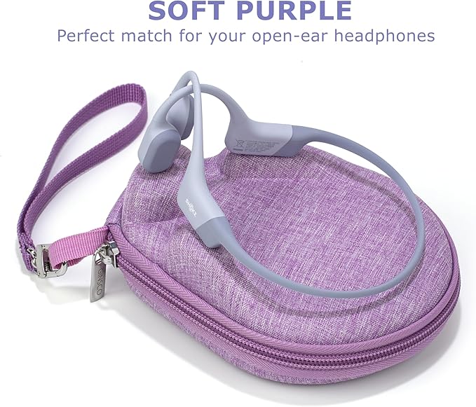Ginsco Universal Bone Conduction Headphones Case Compatible with SHOKZ New OpenRun Pro 2/Pro 2 Mini/OpenRun/OpenSwim Open-Ear Sport Headphones, Compatible with CXK/BAICLUD/MRYTKY/Ogogrs etc (Purple)