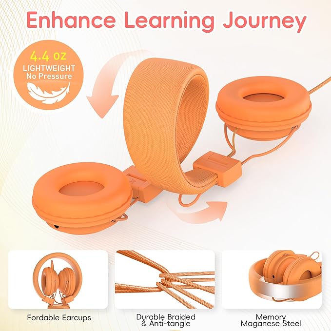 AILIHEN Kids Headphones for School, Classroom Headphones Bulk 10-Pack for K-12th Grade Students, 85dB Volume Limit, Shareable, Foldable, 3.5mm Jack for Library, Online Learning (Multicolor)