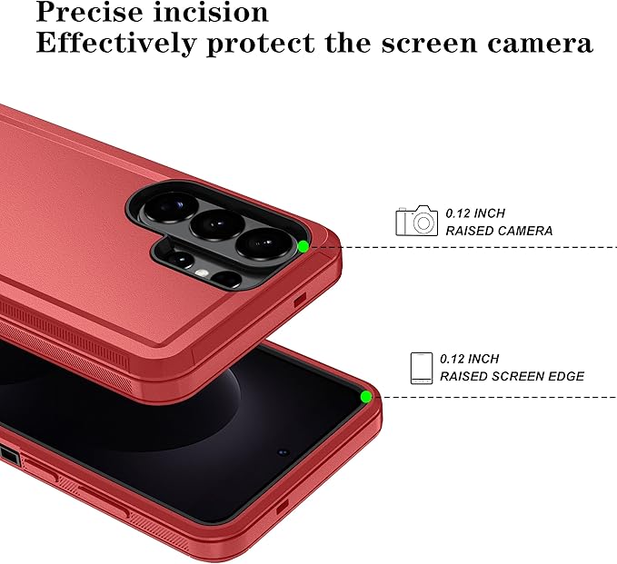 ONOLA Phone Case for Samsung Galaxy S26 Ultra Case with HD Screen Protector, Heavy Duty Shockproof & Dropproof 3-Layer Cover Phone Case for Galaxy S26 Ultra 6.9'',RedBlack