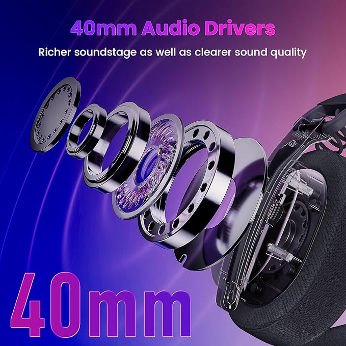 Redragon H888 Wireless Gaming Headset with 7.1 Surround Sound, Tri-Mode Gaming Headphones, 168G Lightweight Design - Detachable Mic - 40MM Driver Soft Memory Foam Padding Gamer Headset for PC, Black