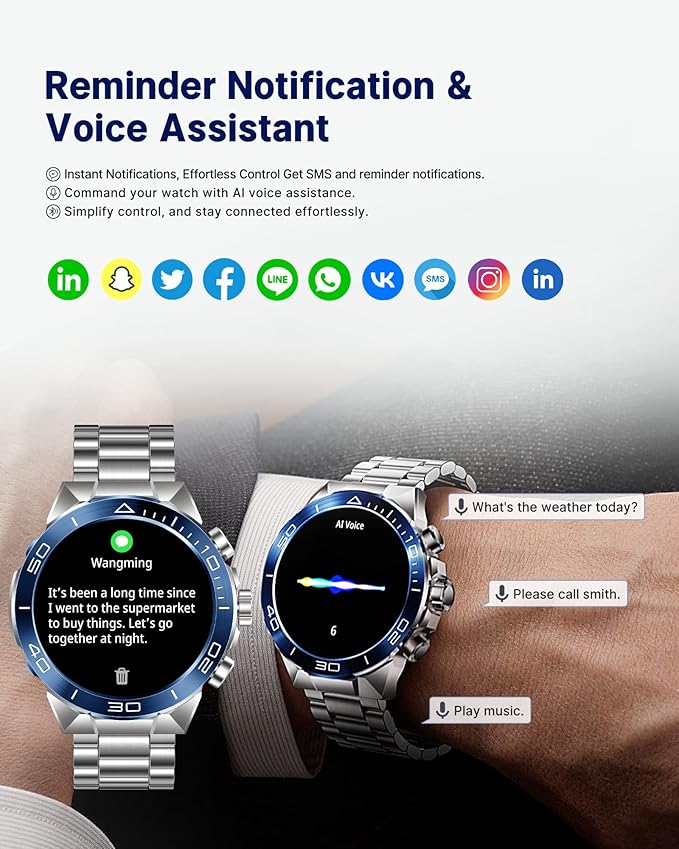 SOUYIE Smart Watch for Men,1.43''AMOLED Screen with 24 Hours Healthy Monitor, 100+ Sports Modes Fitness Tracker Watch, 400mAh Battery Pedometer Calorie Smartwatch Compatible Android iOS