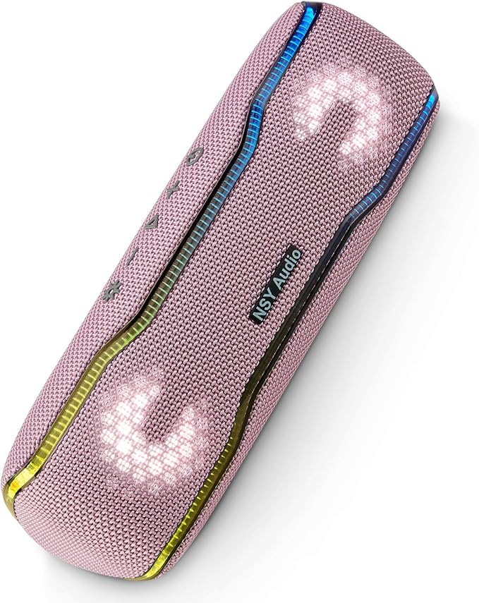 Bluetooth Shower Speaker, IPX7 Waterproof Portable Wireless Speaker, 24H Playtime, LED Lights, TWS Pairing, for Parties, Beach, Travel, Pool, Gifts, Pink