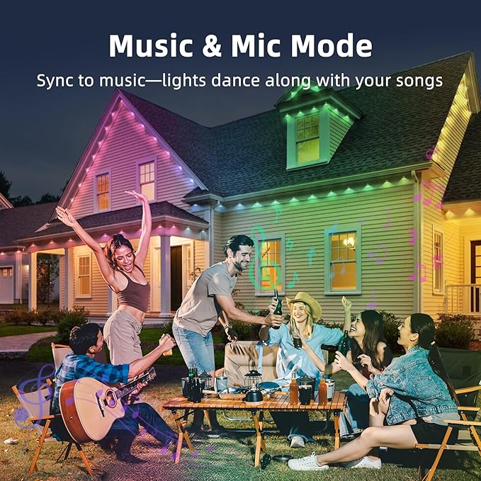 150FT Permanent Outdoor Lights for House,RGB LED Eaves Lights with IP67 Waterprooff, Smart App Remote Control, Music Sync, for Christmas,Daily & Holiday Party Decor