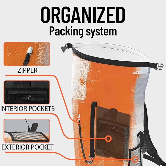Waterproof Dry Bag Marine Dry Bags for Kayaking Hiking Orange Gray Abstract Art Painting Backpack Roll-Top Closure Bag - Backpack Waterproof Phone Case 5L