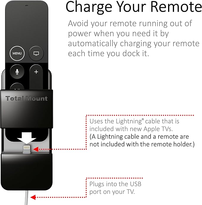 TotalMount Remote Holder for Apple TV (Safeguards Black Apple TV Remote Controls)
