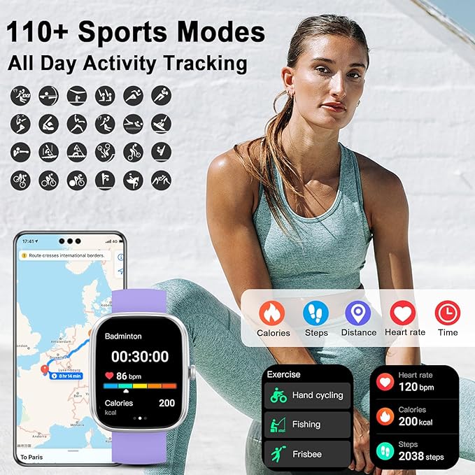 AI Smart Watch with ChatGPT, 1.91" Bluetooth Calling Smartwatch for Men Women, 110+ Fitness Modes Activity Tracker, Sleep/Heart Rate/Calorie Monitor, IP68 Waterproof Step Counter for Android iOS