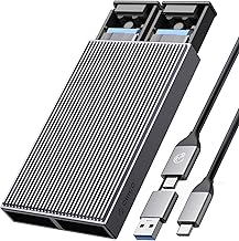 ORICO Dual M.2 NVMe SATA SSD Enclosure, USB C to M2 Adapter for M Key PCIe & B+M Key 2230/2242/2260/2280 SSDs,Tool-Free Installation Aluminum SSDs Reader Support Trim and UASP up to 2x4TB-BM2-2SN - Image 1