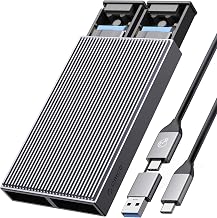 ORICO Dual M.2 NVMe SSD Enclosure, USB C to M2 Adapter for M Key PCIe 2230/2242/2260/2280 M.2 SSDs,Tool-Free Installation Aluminum SSDs Reader Support Trim and UASP up to 2x4TB-BM2-2N - Image 1