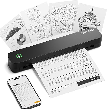 C80 Portable Printers Wireless for Travel, Inkless, Black