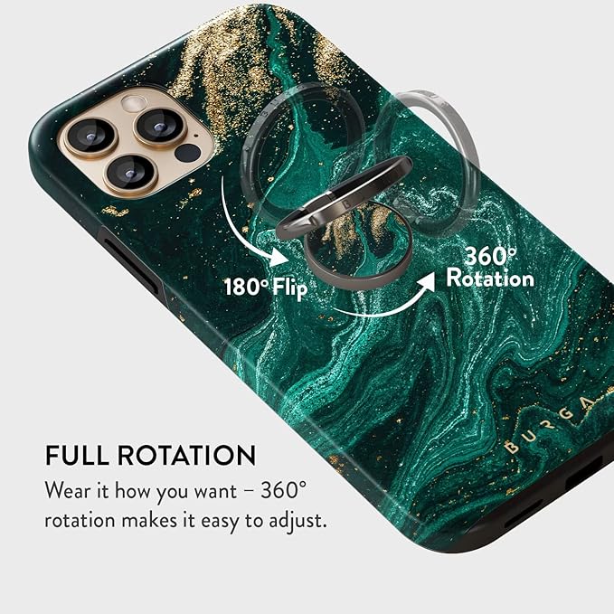 BURGA Cell Phone Ring, Holder Grip and Stand - Finger Phone Grip for Back of Smartphone Case, Kickstand 360 Rotation, Universal Ring for iPhone Samsung Galaxy Huawei Google Pixel, Stylish Accessories
