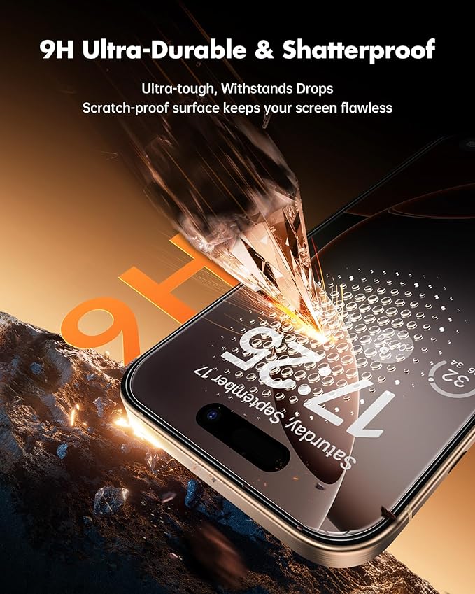UNBREAKcable Privacy Screen Protector Bundle for iPhone 16 Pro Max (2 Pack) & iPhone 16 Pro (2 Pack), Tempered Glass, True 28° Anti-Spy, 9H Shatterproof, Case-Friendly, Easy Install Frame