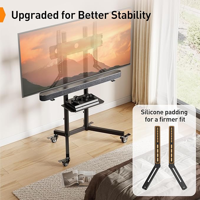 Perlegear Soundbar Mount with Adjustable Height, Sound bar Mount up to 15 lbs, Soundbar Mount Under or Above TV, Soundbar tv Mount Bracket with Detachable Long Extension Plates PGSM04B