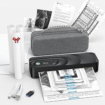 Portable A4 Thermal Printer | 3 Rolls Thermal Paper & 2 Folding Papers Included | Inkless Bluetooth Printer w/Carry Case, Supports 8.5"x11" US Letter, Cellphone APP Compatible for Travel