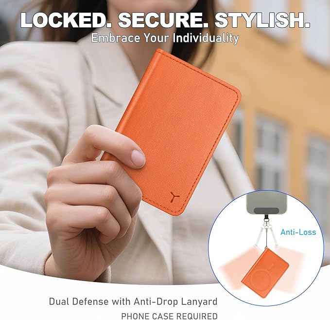 TUCCH for Magsafe Wallet with 6 Card Holders, RFID Blocking [Clear ID Window] PU Leather Men Women Folio Magnetic Phone Wallet for iPhone 17/16/15/14/13/12/Plus/Air/Pro/Pro Max Series, Orange