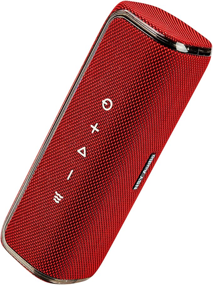 IPX7 Waterproof Wireless Outdoor Speaker, Portable Bluetooth Speake, 25H Playtime, LED Lights, TWS Pairing for Beach, Pool Parties, Shower, Valentine's Day Gift, Red