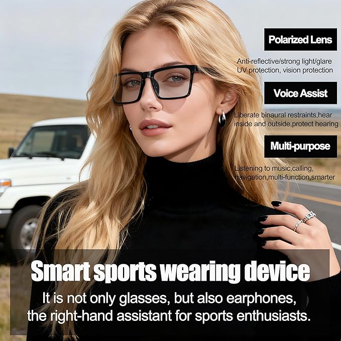 AI Smart Wireless Bluetooth Translation Glasses for Men/Women with Speakers/Bluetooth&140+ Languages Translation Sports/Travel/Drive/Busniess (C2+AI+Color Change Lenses+Black)