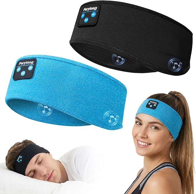 Perytong 2 Pack Sleep Headphones Headband for Men Women, Bluetooth 5.4 Sleeping Headband Headphones with HD Speakers, Wireless Headphones for Side Sleepers
