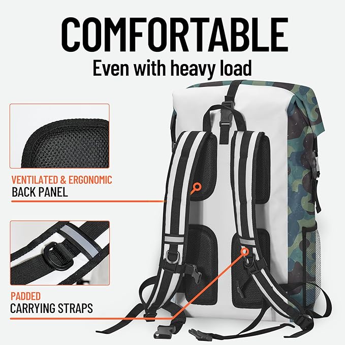 Waterproof Dry Bag Marine Dry Bags for Kayaking Hiking Camouflage Green Backpack Roll-Top Closure Bag - Backpack Waterproof Phone Case 5L