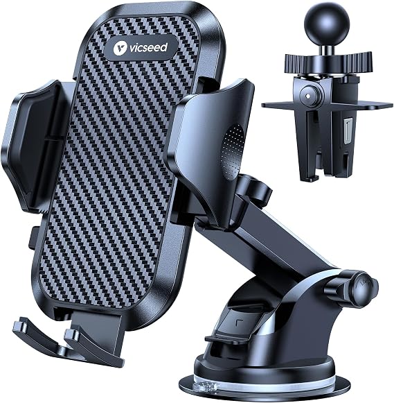 VICSEED 2026 Ultimate Sturdy Car Phone Holder [Upgraded 95+LBS Strongest Suction] Universal Long Arm Cellphone Mount for Car Dashboard Windshield Vent Truck Boat for iPhone 18 17 16 Pro Max & Android