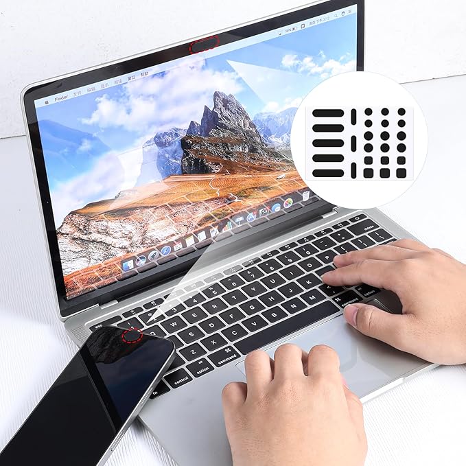 26PCS Universal Webcam Covers Laptop Camera Cover Privacy Protection Accessory - 6 Sizes for Every Size Webcam on Any Device, Great for Privacy - Black