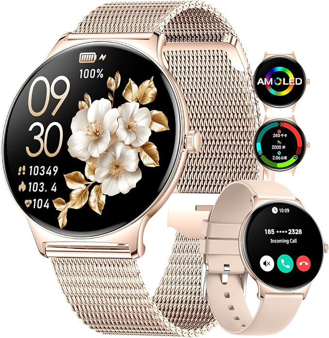 LIGE Smart Watch for Women(Dial/Answer Calls), 1.43" AMOLED HD Display, 100+ Sports Modes Fitness Tracker Watch, 5ATM Waterproof/IP68/Sleep Smartwatch Womens, Ladies Smart Watches for iOS Android