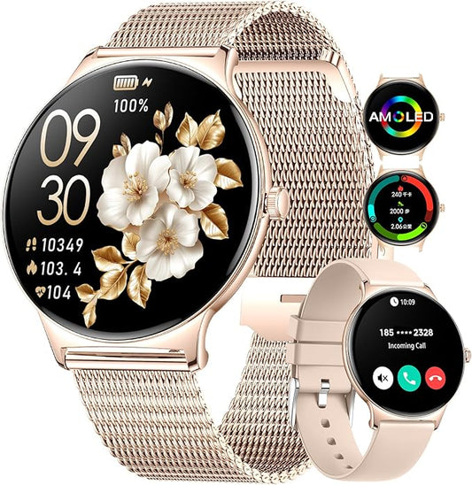 LIGE Smart Watch for Women(Dial/Answer Calls), 1.43" AMOLED HD Display, 100+ Sports Modes Fitness Tracker Watch, 5ATM Waterproof/IP68/Sleep Smartwatch Womens, Ladies Smart Watches for iOS Android