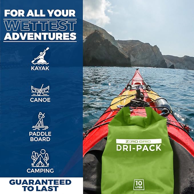 Zero Grid Waterproof Dry Bag - Floating Roll Top Drybag Keeps Dry 10L/20L/30L/40L Sizes for Backpacking, Kayaking, Boating, Camping, Fishing, Hiking, Made from Tough 500D Material