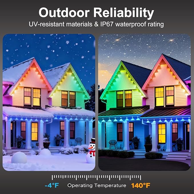 Permanent Outdoor Lights, 124 FT with 72 RGB LED for Daily and Accent Lighting, 63 Scenes and DIY Mode for Christmas, IP67 Waterproof, Compatible with Alexa, Google Assistant