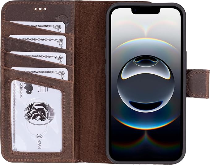 BLACKBROOK Case for iPhone 17e/16e Leather Case with Wallet, Carter Premium Leather Magnetic 2-in-1 Set for MagSafe Wallet Case with RFID, Cash, ID & 4 Card Slots