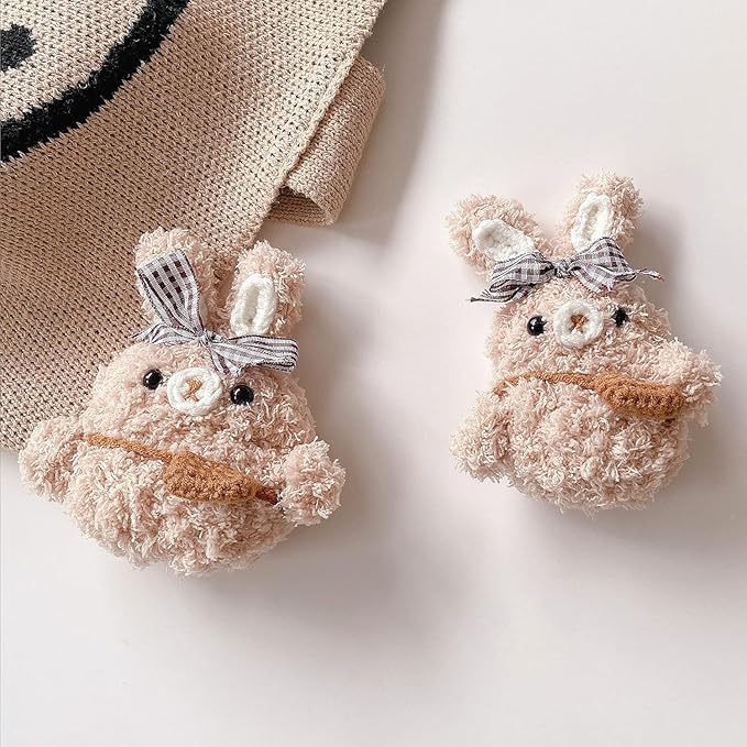 Yatchen Plush Case for AirPods 3,Kawaii Cute 3D Cartoon Fur Bunny Funny Furry Airpods 3rd Generation Cover with Keychain Protector Women Girls for AirPods 3