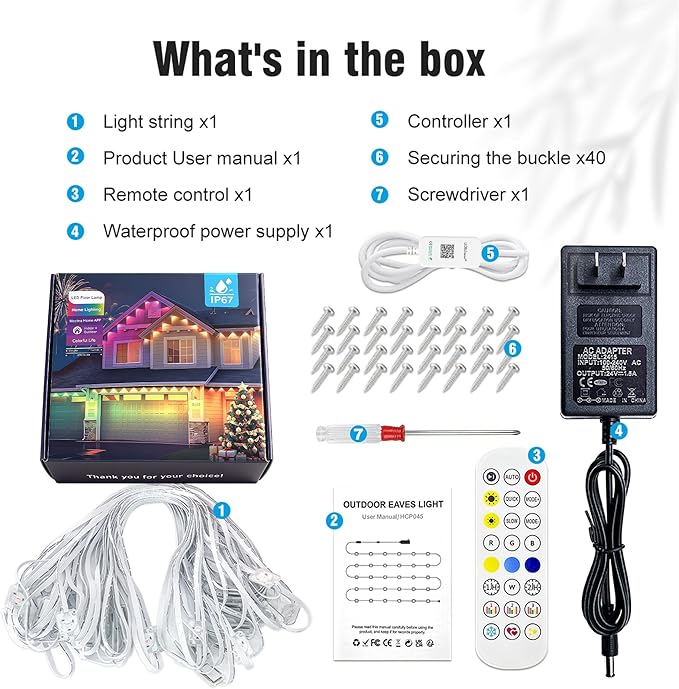 247FT Permanent Outdoor Lights, Permanent RGB 90 LEDs IP67 Waterproof, App and Remote Control Color Changing Eave Lights for Holiday, Christmas, Party, Garden Decor