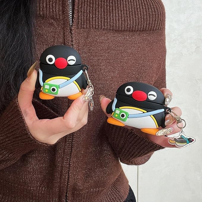 Case Compatible with Airpods 3, Cute Kawaii Camera Penguin Design Earbuds Cover, Kids Boys Girls Portable Accessories Soft Silicone Wireless Earphone Shockproof Protector for Gifts