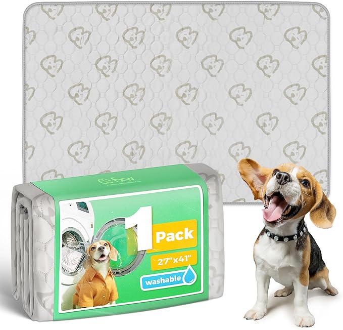 FXW Washable Pee Pads for Dogs, Puppy Pads with Super Absorbent, Specifically Designed for 42inch Cages, 27" x 41" Rectangle, Khaki, 1 Pack