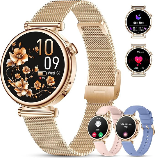 Smart Watch for Women (Answer/Make Call) 1.27" HD 3 Bands Smartwatch Compatible Android iPhone Phone with Fitness Tracker/Heart Rate/Sleep Monitor, 220+ DIY Dial & IP68 Waterproof, Rose Gold