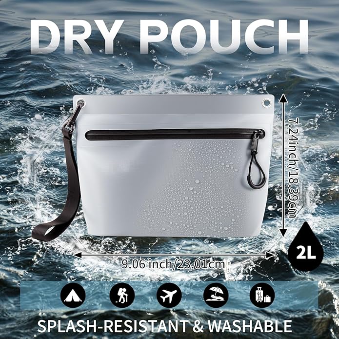Waterproof Bag Fanny Pouch for Phone Passport Purse, Handle & Adjustable Strap for for Swim, Travel, Beach