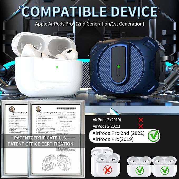 RFUNGUANGO for AirPods Pro 2nd Generation Protective case, 2024 New Space-Themed Protective case. Compatible with Airpods Pro 1/2 and, Works with MagSafe. [Blue]